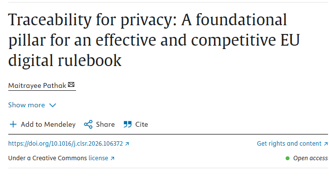 Screenshot des wissenschaftlichen Artikels „Traceability for privacy“ von Maitrayee Pathak.